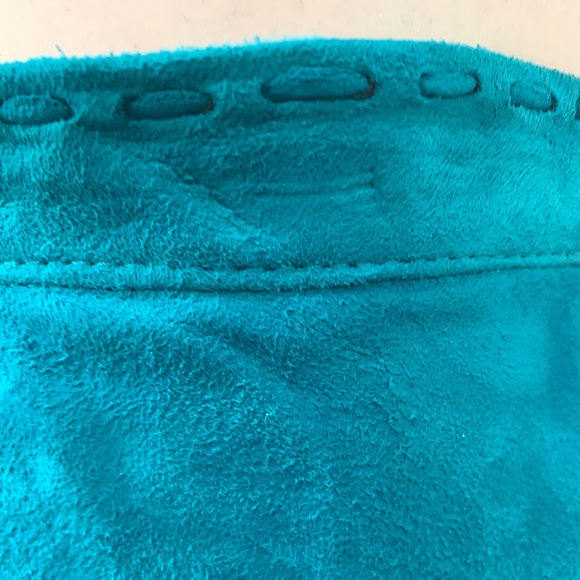 Turquoise Lamb Suede Skirt - Picture 3 of 4